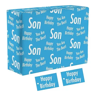 1 Sheet Of Son Birthday Luxury Wrapping Paper - For 5th 10th 13th 16th 18th • £4.50