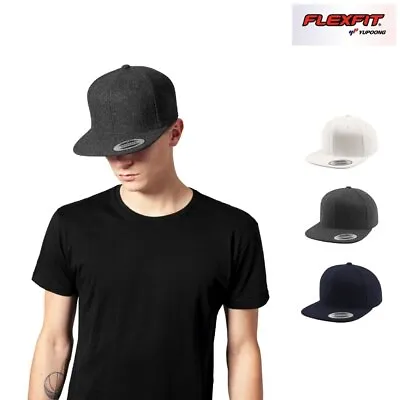 Flexfit By Yupoong Melton Wool Snapback 6689M - Unisex Flat Peak Baseball Cap • £20.99
