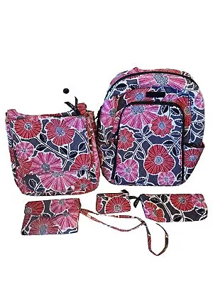 Vera Bradley Cheery Blossoms Laptop Backpack Mailbag Crossbody Wallet • $85