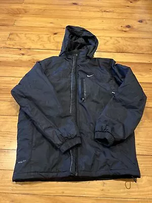 Vintage NIKE Men FITORY Zip Puffer Hooded Jacket  Winte Inner Detail Size XL • $79.90