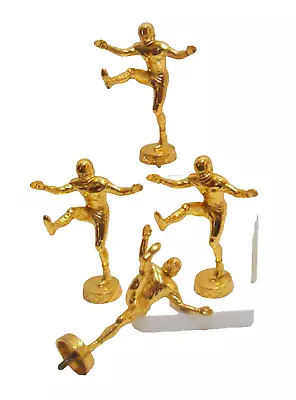 4 Vintage Gold Metal Football  Kicker Trophy Top Tops Trophy Parts Metal ## 23 • $24