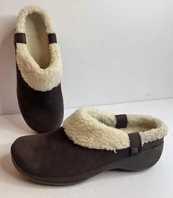 Merrell Encore Ice Q2 Slide Clogs Espresso Brown Nubuck Sherpa Lined Sz 7 • $25.49