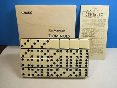 Puremco No 616 White Standard Marblelike Dominoes In Box With Instructions. • $10