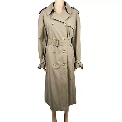 Vintage Burberry Womens Beige Double Breasted Trench Coat Size UK 16 • $109.75