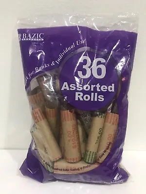 36 Rolls Assorted Coin Wrappers Paper Tubes Penny Nickle Dime Quarter  • $6.98
