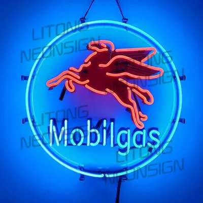 Mobil Gas Gasoline Neon Signs 24x24 Gas Station Garage Store Wall Decor • $235
