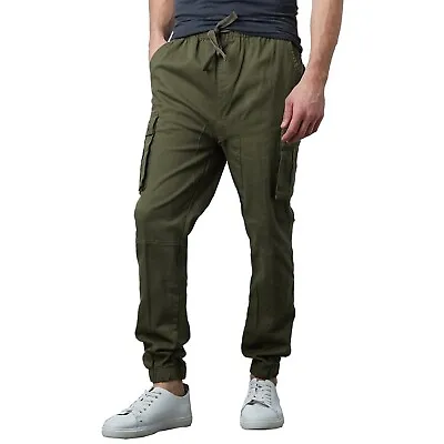 Mens Cargo Jogger Pants Soft Cotton Twill With Stretch Comfort Lounge Active NEW • $19.99