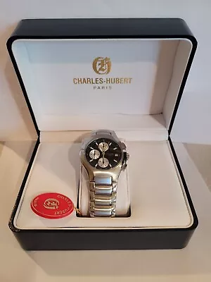 Vintage New Charles Hubert Gents Chronograph Model 3539B Water Resis 5 ATM SS • $90