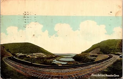 Pennsylvania Railroad Horseshoe Curve Antique Postcard PM Mauch Chunk PA Cancel • $2.75