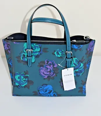 Coach Cf328 Deep Turquoise Multi Mollie Tote Jumbo Floral Print Nwt • $249