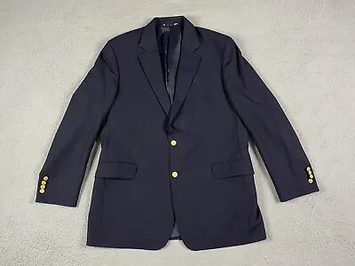 Brooks Brothers Suit Jacket 44 L Navy Wool Gold Buttons LORO PIANA Italy Sport • $59