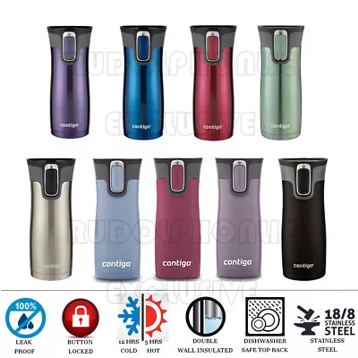 $38.95 • Buy Contigo Thermos Autoseal Stainless Steel Insulated Flask Coffee Travel Mug 473ML
