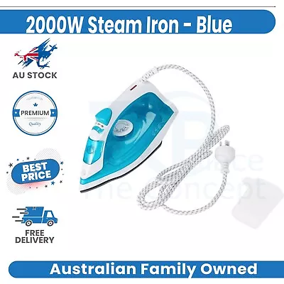 2000W Steam Iron - Blue Clothes Garment Non Stick Compact Travel Suit AU • $9.85