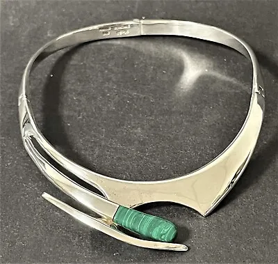 Original Abstract Mexican Modernist Sterling Silver Malachite Necklace (Miguel P • $225