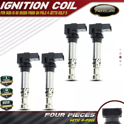 4x Ignition Coil For Audi A1 A3 8PA Volkswagen Golf Jetta Polo 9N Beetle 5C2 5C1 • $54.99