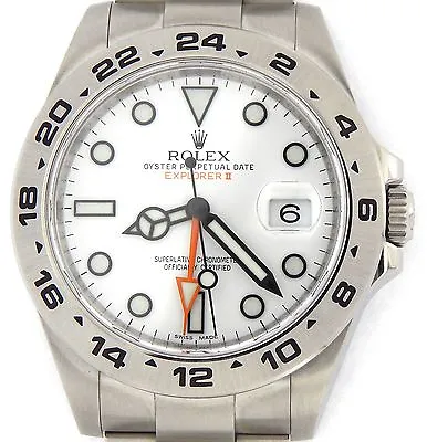 Men Rolex Stainless Steel Explorer II Watch 42mm Orange Hand W/White Dial 216570 • $20642.63