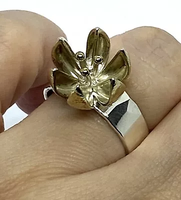 Vintage Hallmarked Sterling Silver Magnolia Flower Statement Ring Size8.50 6.77g • $135