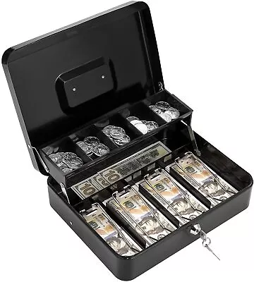 12  Large Cash Box W/ Money Tray Lock  Tiered Money Box For Cashier Drawer Metal • $28.68