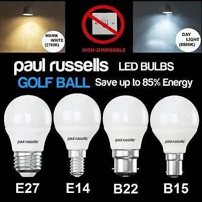£6.99 • Buy 3W 5W 7W LED Golf Ball Light Bulbs Warm/Day White E14 B22 B15 E27 UK