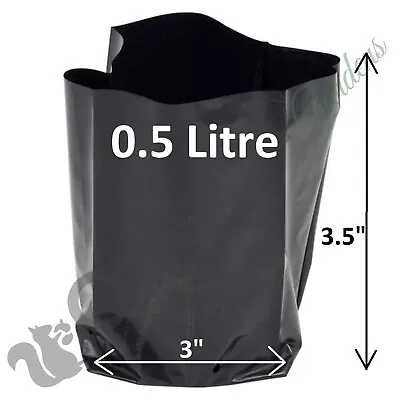 0.5 Litre Plant Poly Pots 3  X 3.5  Grow Bag Containers Hadopots Polythene • £2.70