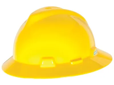 MSA #475366 V-Gard Full Brim Hard Hat - Fas-Trac Suspension - Yellow • $22.79