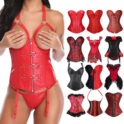 £25.79 • Buy UK Women's Corset Bustier Basque Lingerie Overbust Party Costume Plus Size 6-24