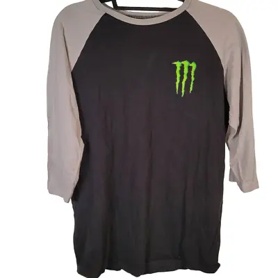 HTF Monster Energy Baseball Style Raglan Sleeve Shirt With Logo Size Medium • $23.96