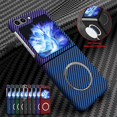 $15 • Buy Magnetic Case Carbon Fiber For Samsung Galaxy Z Flip 5 4 3 5G Ultra Slim Cover