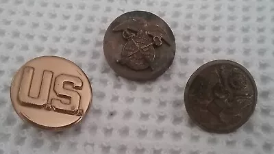 2 OLD U.S. Military Pins And 1 Button • $9.95