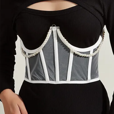 Waist Training Underbust Mesh Corset Body Shaper Women's Bustier Boned Corset • £11.99