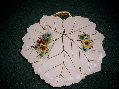 Vintage UCAGCO CHINA  JAPAN Hand Painted Leaf Shaped Decorative Snack Plate • $5