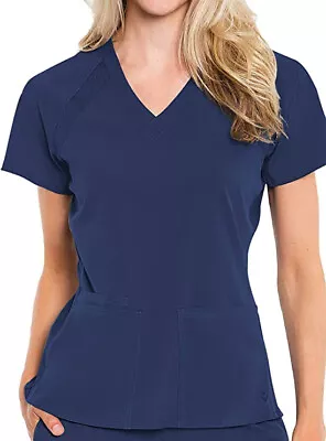 Med Couture Peaches Women's 8470 Raglan Scrub Top Navy Blue XS • $14.97