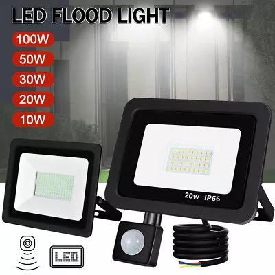 10-100W LED Flood Light Floodlight PIR Motion Sensor Outdoor Yard Security Lamp • £6.69