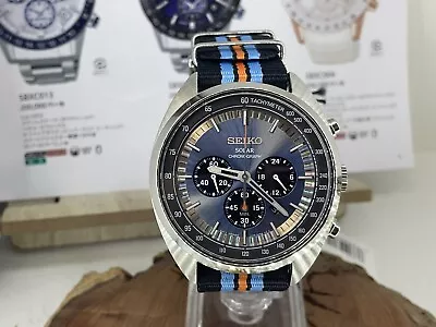 Seiko Solar Chronograph Rekraft SSC667 Blue Dial Boxes Papers Immaculate • £339