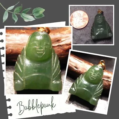 Vintage Carved Jade Buddha Figural Pendant ~ Collector's Estate • $20