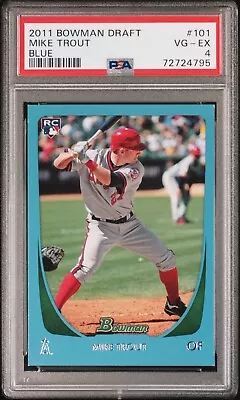 2011 Bowman Draft Mike Trout BLUE ROOKIE /499 PSA 4 - One Of Few #’D RC Ever! • $499