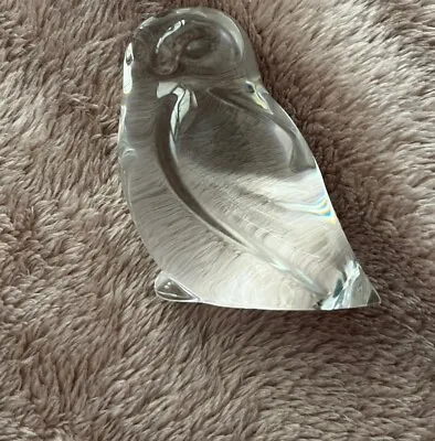 Vintage Hadeland Norwegian Snow Owl Lead Crystal Figurine Paperweight Signed • £22.99