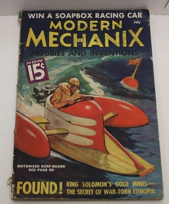 Modern Mechanix Hobbies & Inventions Magazine 1936 ~Harley Davidson Ad • $16.99