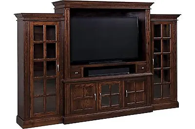 Amish Mission Arts & Crafts TV Entertainment Center Wall Unit Solid Wood 54  66 • $6199