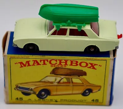 Vintage Original Moko Lesney Matchbox 45b — Ford Corsair With Boat — E2 Box • £39.99