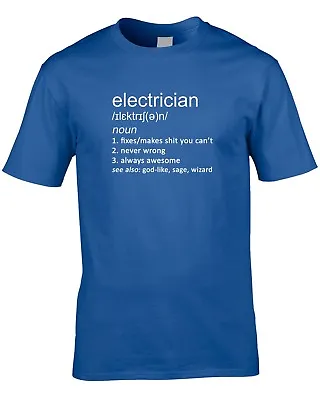 £10.99 • Buy Electrician Definition Mens T-Shirt Sparky Gift Idea World Work Job Occupation