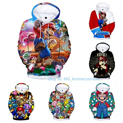 Super Mario Pullover Anime Hoodie Sweatshirt Hooded Sweater Casual Pullover Tops • $19.95