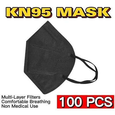 100 Pcs Black KN95 Protective 5 Layer Face Mask Disposable Respirator • $13.95