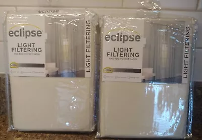 Eclipse Chelsea Light Filtering Sheer Curtain Panels (2; Ivory) 52 X95      • £28.94