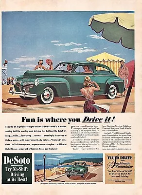 1941 Green DeSoto Car Auto ~ No-Shift Driving At Its Best ~ VINTAGE PRINT AD • $5.99