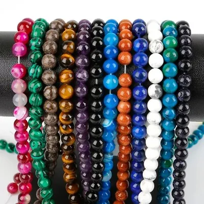 £3.82 • Buy Gemstone Beads 12/10/8/6/4mm Stone Loose Spacer Jewellery Making Synthetic 