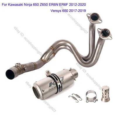 For Kawasaki Z650 Ninja 650 ER6N ER6F Exhaust Set Header Link Pipe 51mm Mufflers • £233.78