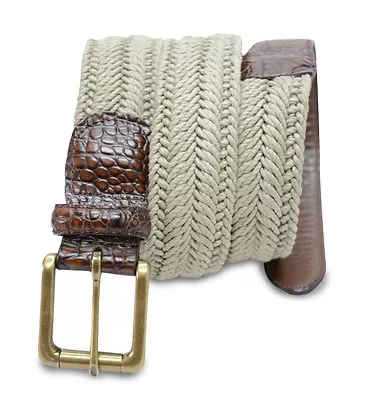 7917 - Marco LTD Men's Nautical Woven Cotton Braided Leather Dress Belt • $28.99