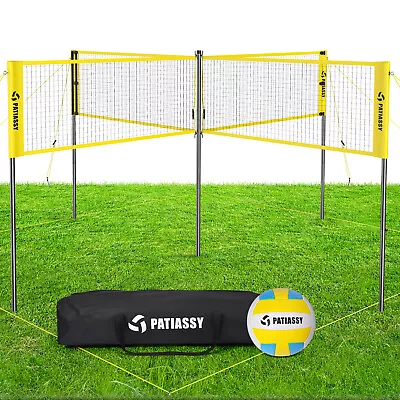 16 /32 Ft 4-Way Volleyball Net Adjustable Height Four Square Volleyball Game Set • $98.28