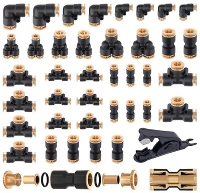 39 PCS DOT Air Line Quick Connect Fittings 1/4  3/8  1/2  Push To Connect Fittin • $76.99